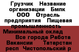 Грузчик › Название организации ­ Бмпк, ООО › Отрасль предприятия ­ Пищевая промышленность › Минимальный оклад ­ 20 000 - Все города Работа » Вакансии   . Татарстан респ.,Чистопольский р-н